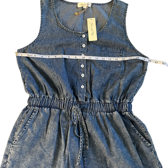 Doe & Rae Drawstring Denim Romper NWT - Picture 7 of 10